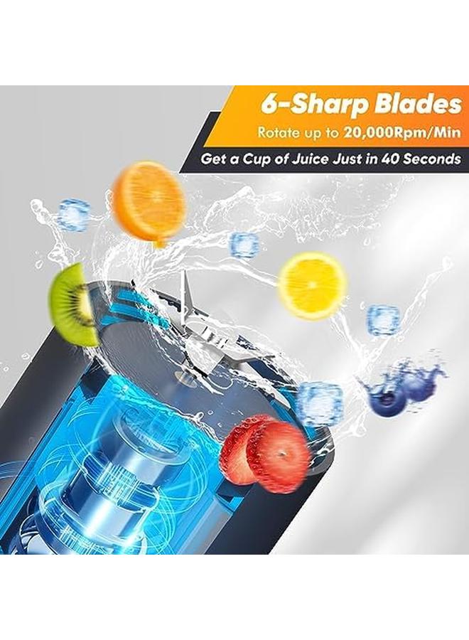 KASTWAVE Portable Blender Personal Size Blender For Shakes And Smoothies With 6 Blades 16 Oz Mini Blender Cup With Bpa Free And Usb Rechargeable For Office Gym Kitchen Black - Image 4