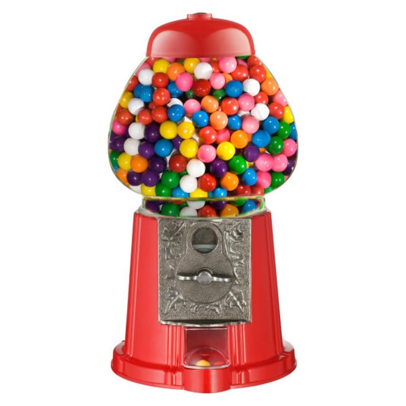 15 Gumball Machine with Coin Bank  Bubble Gum Machine Candy Dispenser with Glass Globe and Metal Base  Vintage Style Gum Ball Vending Dispenser by Great Northern Popcorn Red