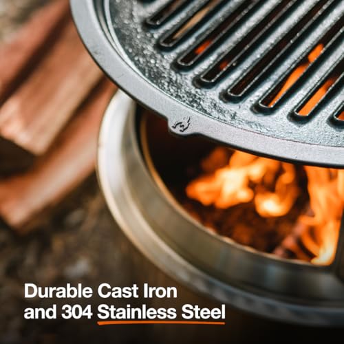 Solo Stove Bonfire Grill Top and Hub, Cast Iron Cooktop with Stainless steel Hub for 8” Elevation, Addition for Bonfire Fire Pit, Weight: 20 lbs, Diameter: 17.5" - Image 5