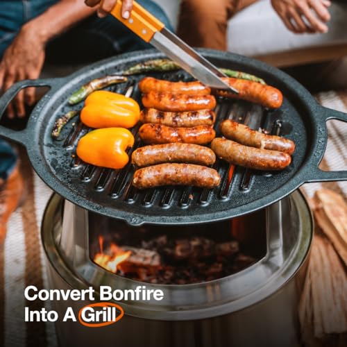Solo Stove Bonfire Grill Top and Hub, Cast Iron Cooktop with Stainless steel Hub for 8” Elevation, Addition for Bonfire Fire Pit, Weight: 20 lbs, Diameter: 17.5" - Image 2