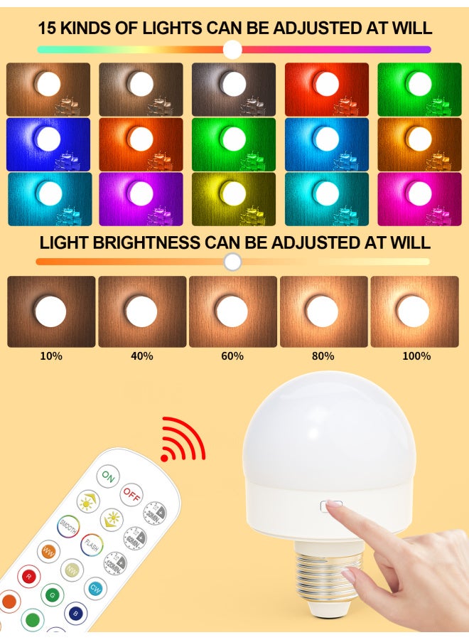 RGB Remote Control Rechargeable E27 E26 LED Light Bulb Emergency Smart Home Lighting - JD03R - Image 3