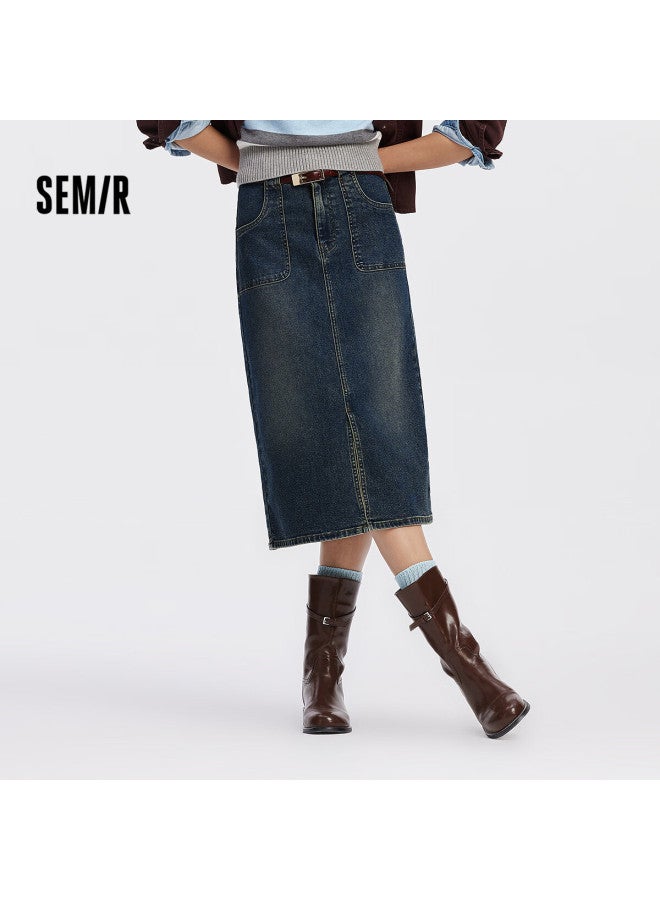 Semir Denim | Women's Split Straight Denim Skirt Mall Same Style  Autumn 103525120001 - Image 1