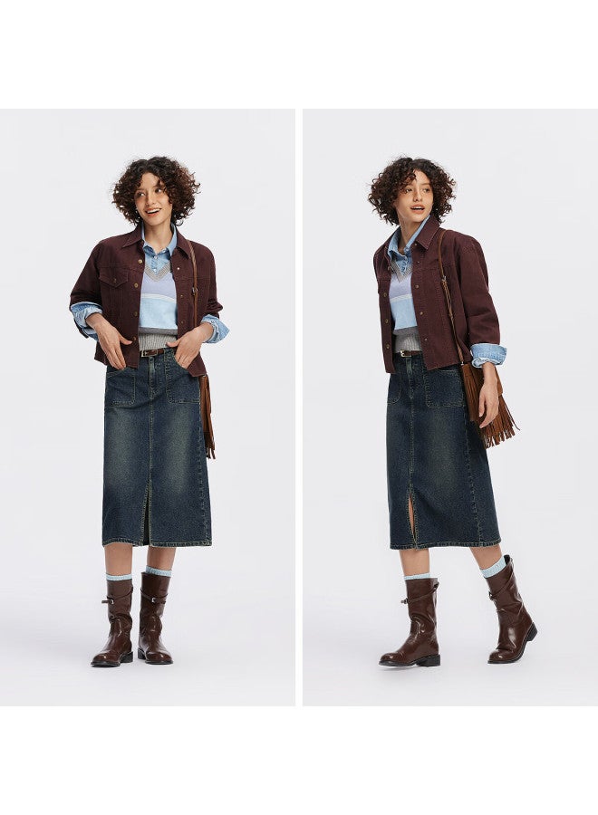 Semir Denim | Women's Split Straight Denim Skirt Mall Same Style  Autumn 103525120001 - Image 3