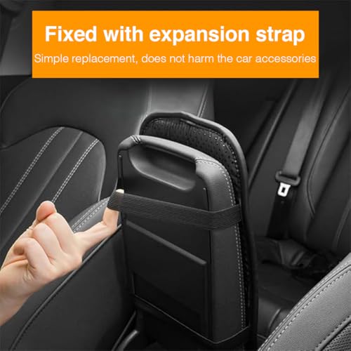 Lyrovo PU Leather Car Armrest Cushion Pad With Side Pockets, Universal Fit for All Car (Brown) - Image 5