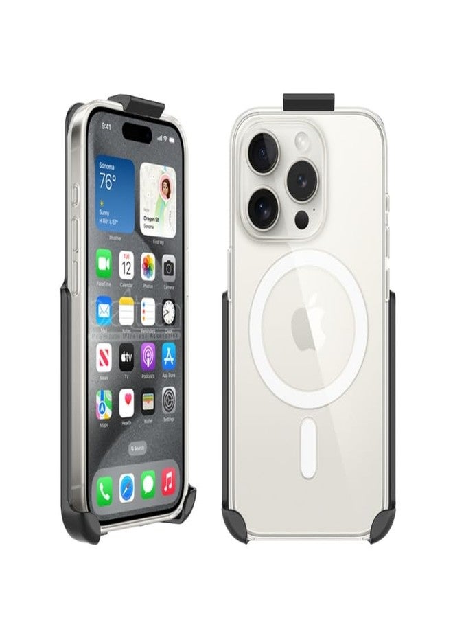 BELTRON Belt Clip Holster Compatible with Apple Clear Case for iPhone 15 Plus, iPhone 15 Pro Max - Features: Built in Kickstand (Holster Only, Case is NOT Included) - Image 1