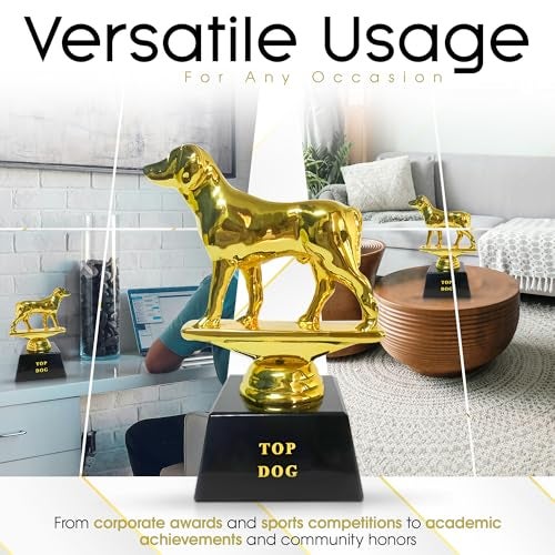 Vaulted Skulls & Co Top Dog Trophy Mini | Dog Trophy Award | Gold Dog Competition Award | Sports Team Trophies | Funny Office Trophy | G.O.A.T Dog Trophy | Gold/Black | Small Trophy | 3” - Image 3