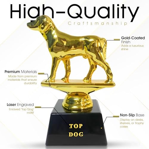 Vaulted Skulls & Co Top Dog Trophy Mini | Dog Trophy Award | Gold Dog Competition Award | Sports Team Trophies | Funny Office Trophy | G.O.A.T Dog Trophy | Gold/Black | Small Trophy | 3” - Image 4