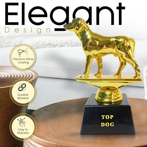 Vaulted Skulls & Co Top Dog Trophy Mini | Dog Trophy Award | Gold Dog Competition Award | Sports Team Trophies | Funny Office Trophy | G.O.A.T Dog Trophy | Gold/Black | Small Trophy | 3” - Image 5