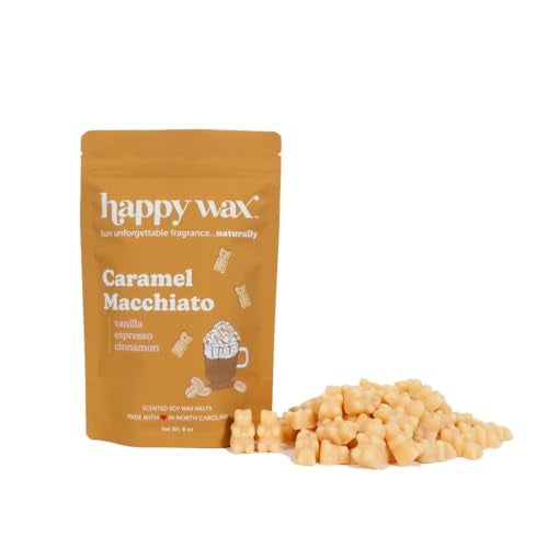 Happy Wax Caramel Macchiato Scented Bear Wax Melts - Natural Strong Coffee Scented - Infused with Essential Oils - Non Toxic & Pet Safe - (8 oz Pouch) - Image 1