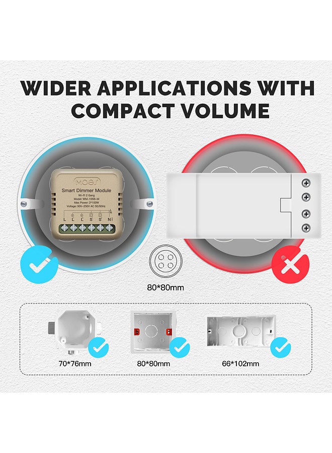 Tuya WiFi Intelligent Switch Dimmer DIY Module Light Switch Mobilephone APP Remotely Control Activate Home Devices Compatible with Alexa and Google Assistant for Voice Control