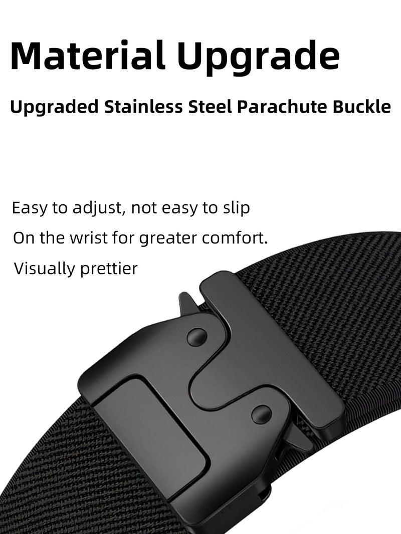 Zspoly Nylon Pixel Watch 4 Band 45mm,for Google Pixel watch 4/3 45mm Band Men/Women Parachute Buckle Stretchy Sport Braided Strap, Adjustable Strap Fabric Black Replacement Wristband - Image 3
