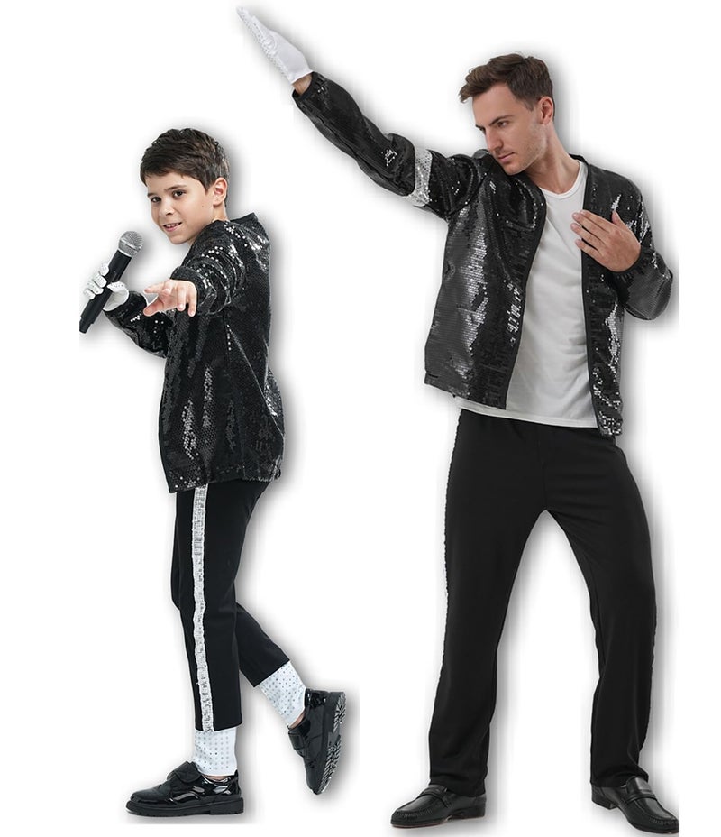 Ciguo Men's Halloween Party Costumes for Dance Cosplay Birthday Costume (7-8 year, Black) - Image 3