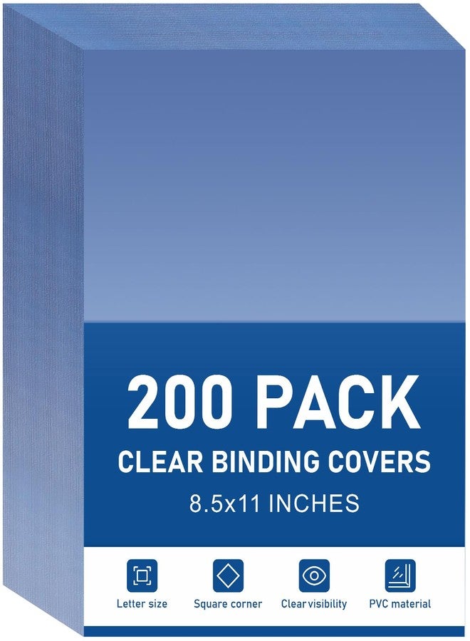 Dynta Binding Covers 200 Pack Clear Report Cover, 8 mil PVC Cover Sheets for Binding, Letter Size 8.5 x 11 Inches, Square Corners, Un-Punched, Office Supplies - Image 1