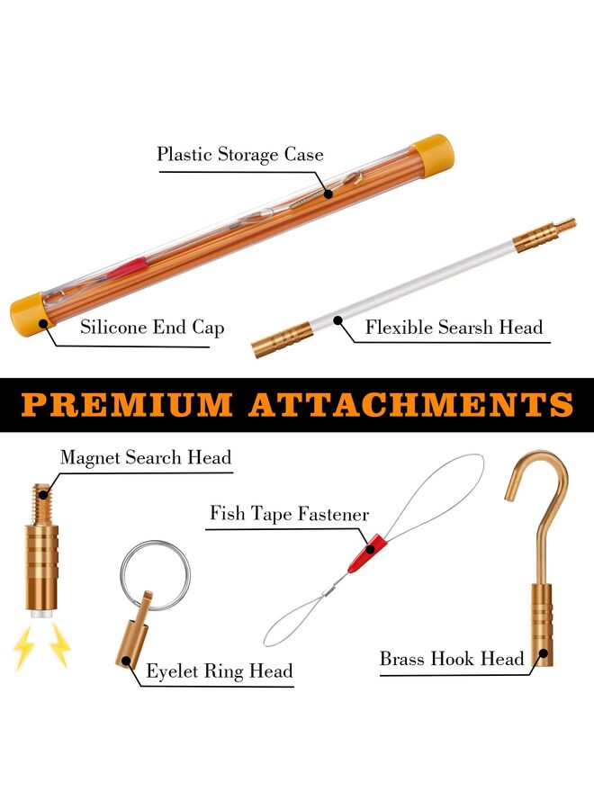 10PCS 22FT Fiberglass Wire Running Kit, Wire Fishing Tools, Electrical Wire Puller Through Wall Cable Snake Rods Fish Tape Set with Different Accessories - Image 4