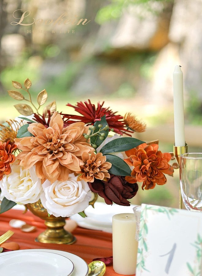 Lookein Artificial Flowers for DIY Wedding Decoration Bridal Bouquet Table Centerpieces Flower Garland Arch Flower Decoration Home Decor, Rustic Terracotta - Image 5