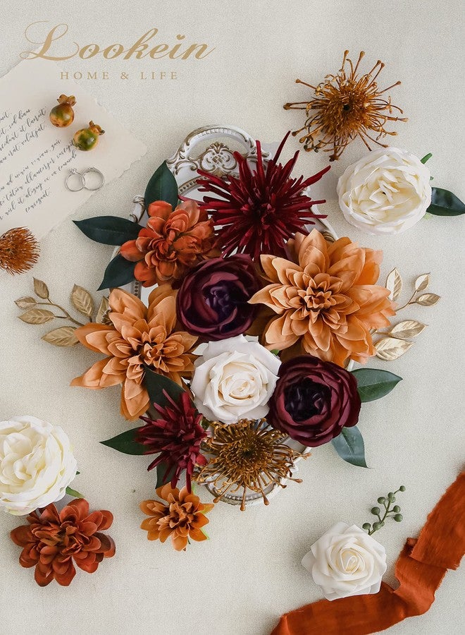 Lookein Artificial Flowers for DIY Wedding Decoration Bridal Bouquet Table Centerpieces Flower Garland Arch Flower Decoration Home Decor, Rustic Terracotta - Image 2