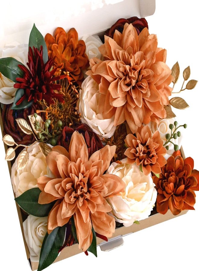 Lookein Artificial Flowers for DIY Wedding Decoration Bridal Bouquet Table Centerpieces Flower Garland Arch Flower Decoration Home Decor, Rustic Terracotta - Image 1