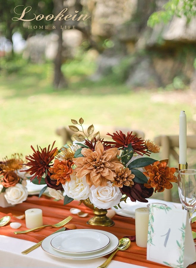 Lookein Artificial Flowers for DIY Wedding Decoration Bridal Bouquet Table Centerpieces Flower Garland Arch Flower Decoration Home Decor, Rustic Terracotta - Image 4