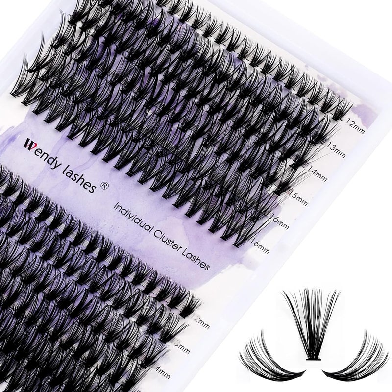 DIY Lash Clusters for Using at Home: 240 PCS, Wendy, Ultra-light, Natural, Fluffy, Wispy, Waterproof, Anime, Manga, Cat Eye, D Curl, 12-16mm Mixed, 30D+40D, RR220527
