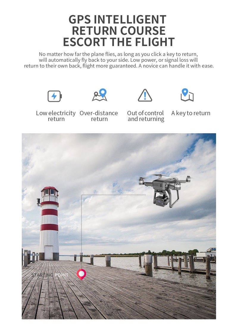 F7 GPS Drones with Camera for Adults 4K 3-Axis Gimbal 25+25 Mins Flight Time Night Shooting Brushless Motor （2 battery）