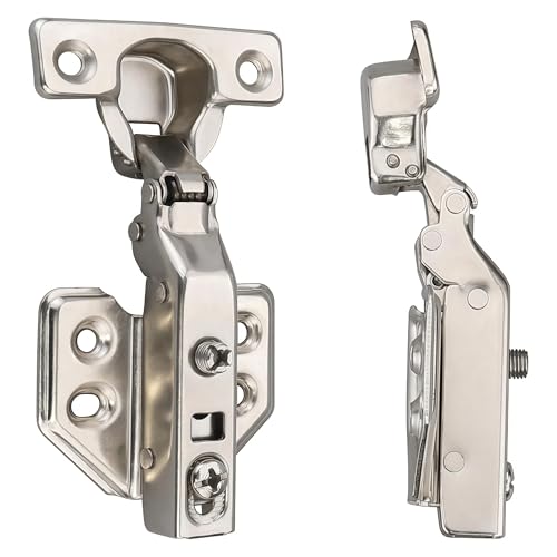 Luokim 26mm Mini Cup Soft Close Cabinet Hinges for Thin Door Full Overlay Concealed Cabinet Hinge with Screws Nickel Finish 2 Pcs - Image 1