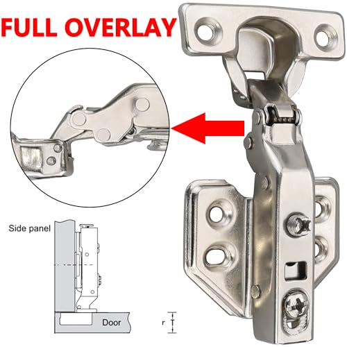 Luokim 26mm Mini Cup Soft Close Cabinet Hinges for Thin Door Full Overlay Concealed Cabinet Hinge with Screws Nickel Finish 2 Pcs - Image 3