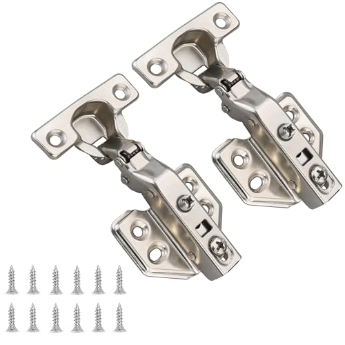 Luokim 26mm Mini Cup Soft Close Cabinet Hinges for Thin Door Full Overlay Concealed Cabinet Hinge with Screws Nickel Finish 2 Pcs - Image 2