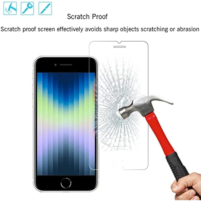 2Pack 0.33mm Tempered Glass Screen Protector for iPhone SE 2020/2022 (2nd Generation), 4.7 Inch, 9H Hardness, Anti-Fingerprint, High Definition, 2 Pieces - Image 3