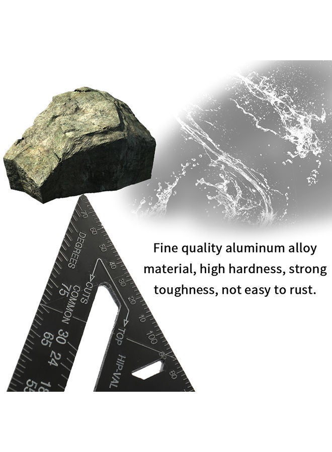 NIBEMINENT Aluminum Alloy 90 Degree Triangle Ruler Black 7inch - Image 5