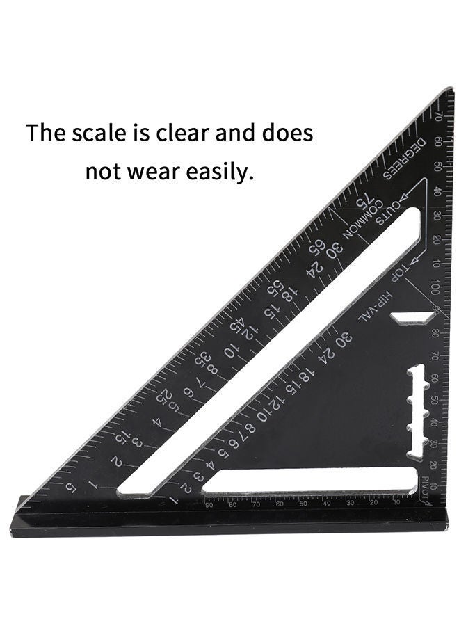 NIBEMINENT Aluminum Alloy 90 Degree Triangle Ruler Black 7inch - Image 3