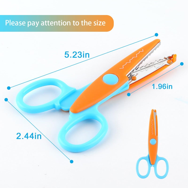 amassan 12 Pack Kids Safety Scissors | Blunt Tip with Decorative Edges | 5 Inch Colorful Zig Zag Assorted Patterns for School, Classroom Supplies, Teachers, Art Crafts, Scrapbook, DIY Projects - Image 2