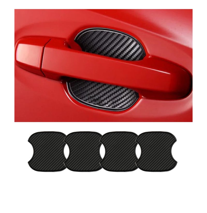 Tioollev 4PCS Car Door Handle Cup Scratch Protectors, TPU Carbon Fiber Door Bowl 3D Sticker, Handle Paint Cover Guard Pad, Universal Door Handle Protective Film for Most Cars (Medium-Black) - Image 1