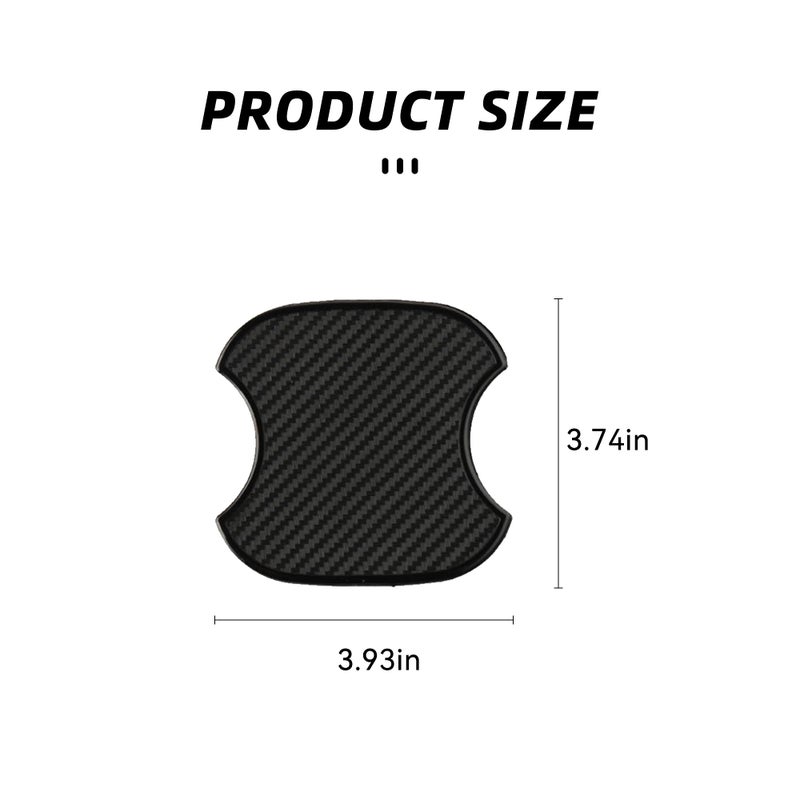 Tioollev 4PCS Car Door Handle Cup Scratch Protectors, TPU Carbon Fiber Door Bowl 3D Sticker, Handle Paint Cover Guard Pad, Universal Door Handle Protective Film for Most Cars (Medium-Black) - Image 2