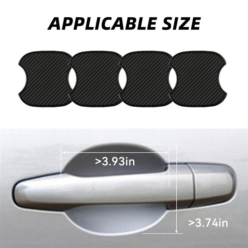 Tioollev 4PCS Car Door Handle Cup Scratch Protectors, TPU Carbon Fiber Door Bowl 3D Sticker, Handle Paint Cover Guard Pad, Universal Door Handle Protective Film for Most Cars (Medium-Black) - Image 4
