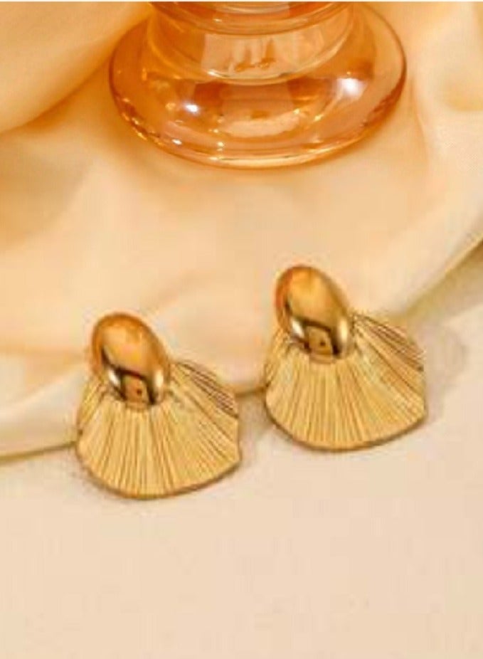 Shein 1pair Minimalist Metal Leaf Pattern Stainless Steel Stud Earrings - Image 2