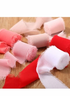 Excefore Handmade Fringe Chiffon Ribbon, 6 Rolls 3.8cm x 5 Yard(4.5m) Silk-Like Ribbon Colorful Rustic Set for Wedding Invitations, Bridal Bouquets, Gifts Wrapping, DIY Crafts(Nude Set)  - Image 5