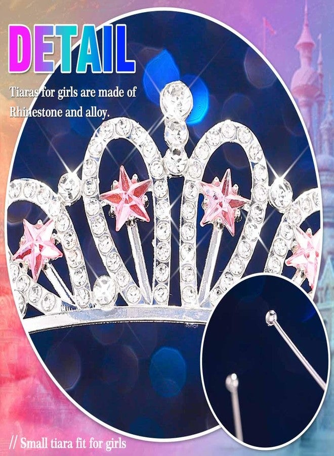 كيلشي تاج كيلشاي المرصع بأحجار الراين، تاج فضي على شكل نجمة، طوق رأس مرصع بالكريستال لعيد ميلاد الفتيات (وردي، مقاس حر) - Image 3