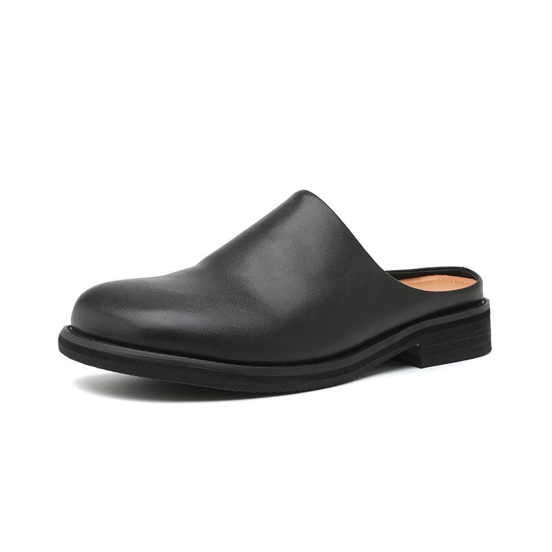 Men'S Closed-Toe Mule Shoes, Spring/Summer 2025 Niche Style, Slip-On Business Casual Leather Shoes - Image 1