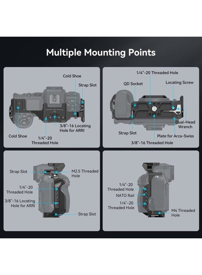 SmallRig Z 8 Camera Cage for Nikon Z 8, Anti-Twist Design and Aluminum Alloy Full Camera Cage, with Quick Release Plate for Arca-Swiss for Bird Shooting, Sports Shooting, Commercial Filming 3940 - Image 4