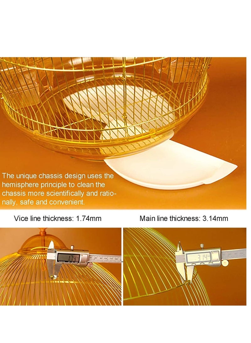 vsell24 Golden Luxury Hanging Bird Cage for Parakeet Finches Budgies Cockatiels Esotici Lovebirds Canaries Parrots 48.5X48.5X76cm - Image 3