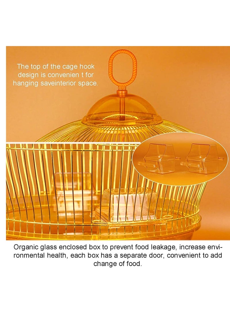 vsell24 Golden Luxury Hanging Bird Cage for Parakeet Finches Budgies Cockatiels Esotici Lovebirds Canaries Parrots 48.5X48.5X76cm - Image 4