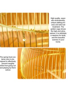 vsell24 Golden Luxury Hanging Bird Cage for Parakeet Finches Budgies Cockatiels Esotici Lovebirds Canaries Parrots 48.5X48.5X76cm  - Image 2