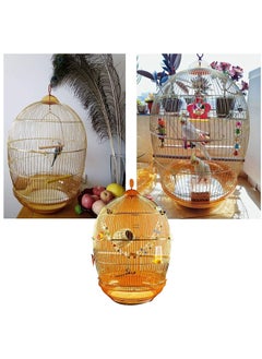 vsell24 Golden Luxury Hanging Bird Cage for Parakeet Finches Budgies Cockatiels Esotici Lovebirds Canaries Parrots 48.5X48.5X76cm  - Image 5