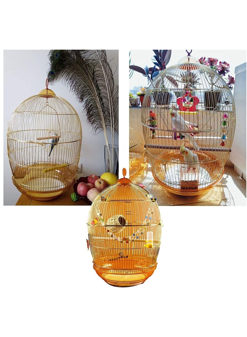 vsell24 Golden Luxury Hanging Bird Cage for Parakeet Finches Budgies Cockatiels Esotici Lovebirds Canaries Parrots 48.5X48.5X76cm - Image 5