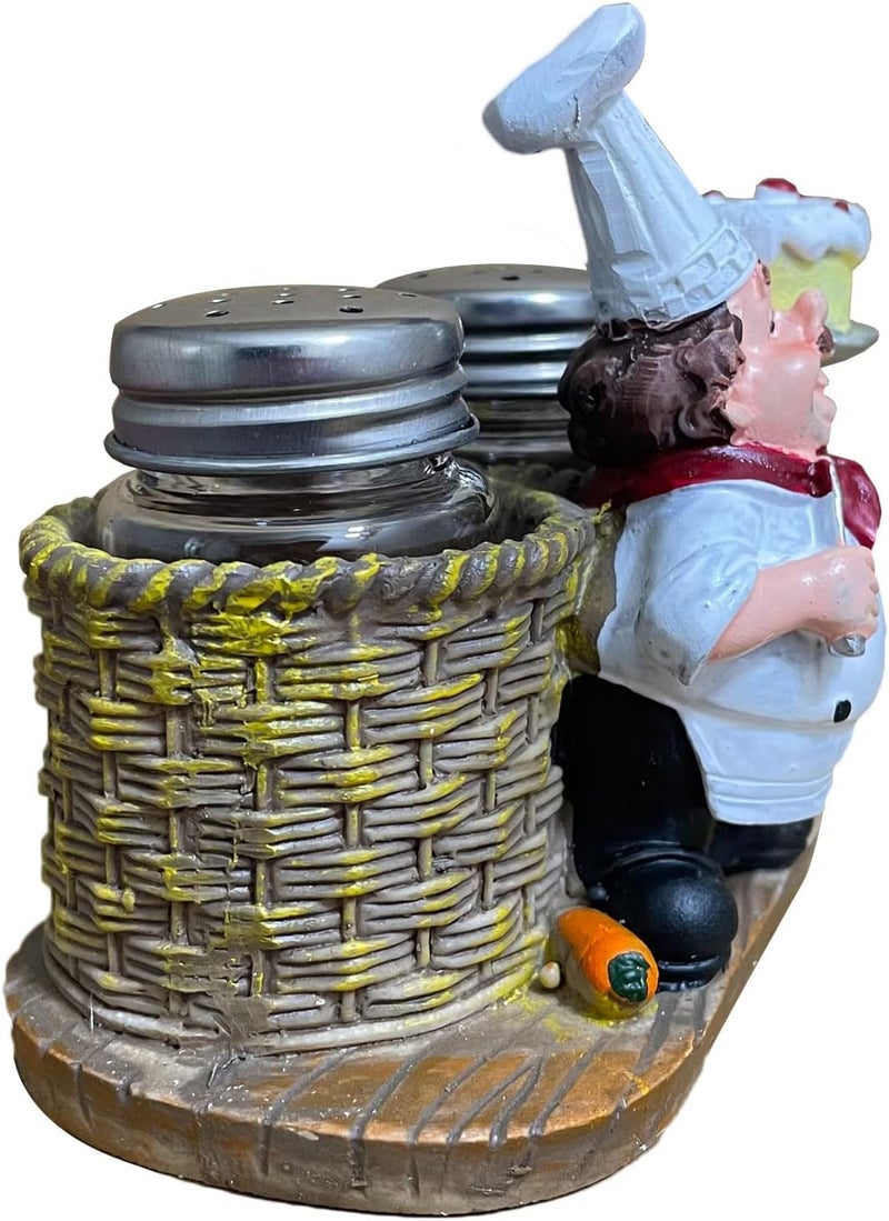 SMANTA Premium Salt And Pepper Seasoning Shakers Sets - Holding Cake French Chef Sculpture Decoration for Cafe, Steak House, Burger Restaurant,Bakery,Family Dining Table,Kitchen Gadget - Image 5