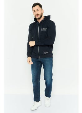 Gazzarrini Men Brand Logo Long Sleeves Hoodie, Dark Navy  - Image 2
