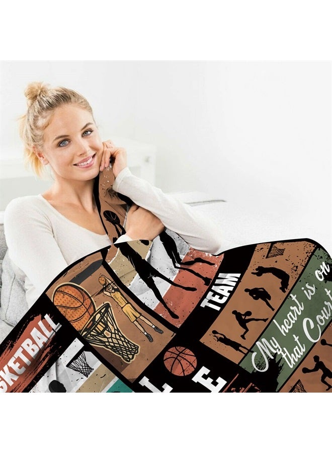 Paready Basketball Blanket Basketball Gifts for Kids Boys Men Soft Cozy Flannel Basketball Throw Retro Basketball Fleece Plush for All Season Sport Lover Blanket for Bed Sofa Camping Couch (50"x60")  - Image 5