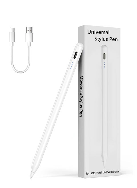Universal stylus pen for touch screens compatible for iOS and Android devices (iPad iPhone laptop Samsung phones and tablets) for Drawing (White)