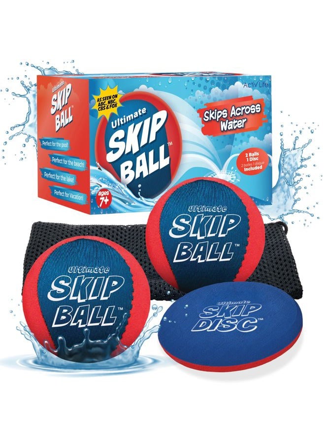 Activ Life The Ultimate Skip Ball: Summer Fun Guaranteed Water Bouncing Ball, A Must-Have Beach, Lake, and Pool Companion for All Ages, Create Memories with Friends & Family, 2pack, Red/Blue - Image 1