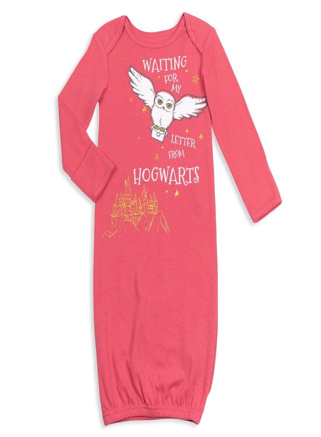 Harry Potter Hedwig Owl Newborn Baby Girls 3 Pack Sleeper Gown Red/Pink/Heather Grey 0-6 Months - Image 3